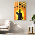 SOLDIER SALUTING at SUNSET - CANVAS ART